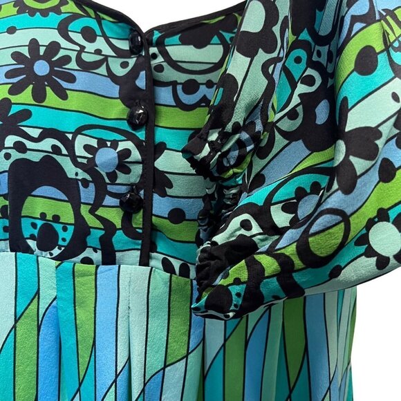 Bob Mackie Wearable Art Mod Silk Retro Funky  Ladies Blouse Size SMALL Bright - Picture 7 of 13